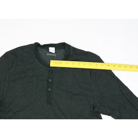 Intimissimi Uomo Shirt Mens Medium Green Long Sleeve Henley Thermal Rib Knit Top - Picture 4 of 12